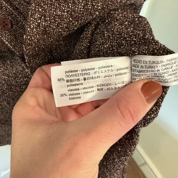 Zara Women’s Brown Textured Button Down Blouse - Picture 4 of 4